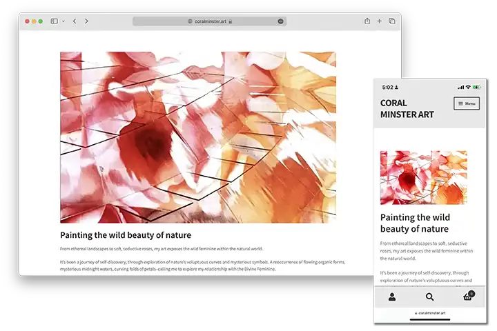 Coral Minster artist website screenshot